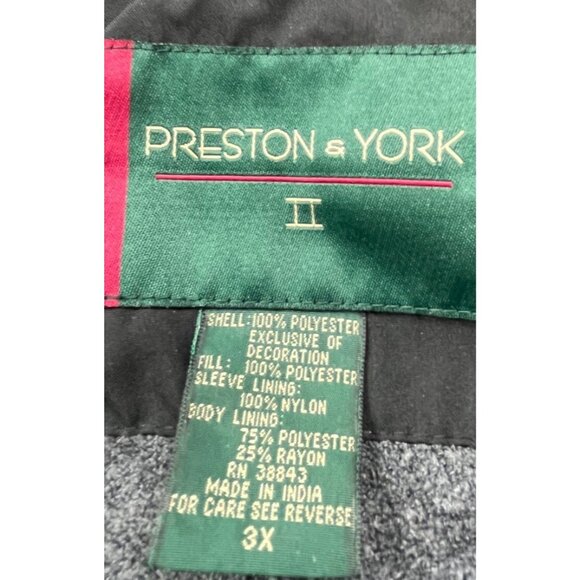 Preston & York II Jacket Womens 3X Plus Black Embroidered Artsy Full ZIp Coat - Picture 3 of 9
